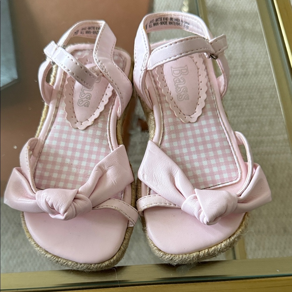 Bass Pink Kids Sandals with Bow Accent